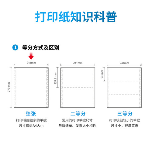 Deli N241 Seine tear-edge needle type computer printing paper one, two, three, four and five 1000 sheets