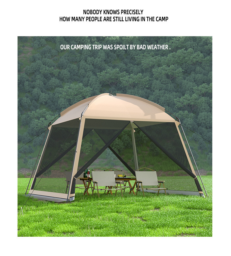 Outdoor Mesh Camping Tent, Canopy for Multiple People, Beach Camping, Picnic Cooking Tent, Portable Beach Sunshade