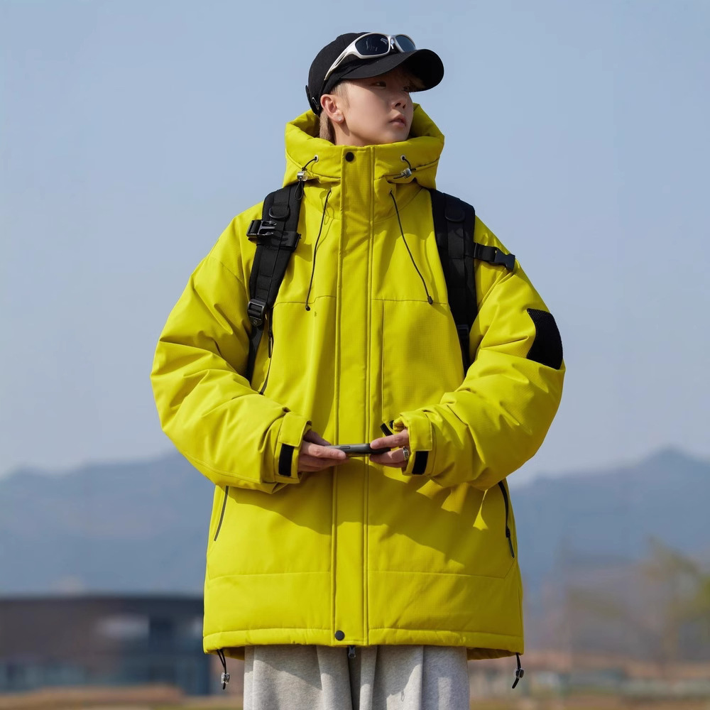 Winter fashionable trend universal down jacket with hood for leisure