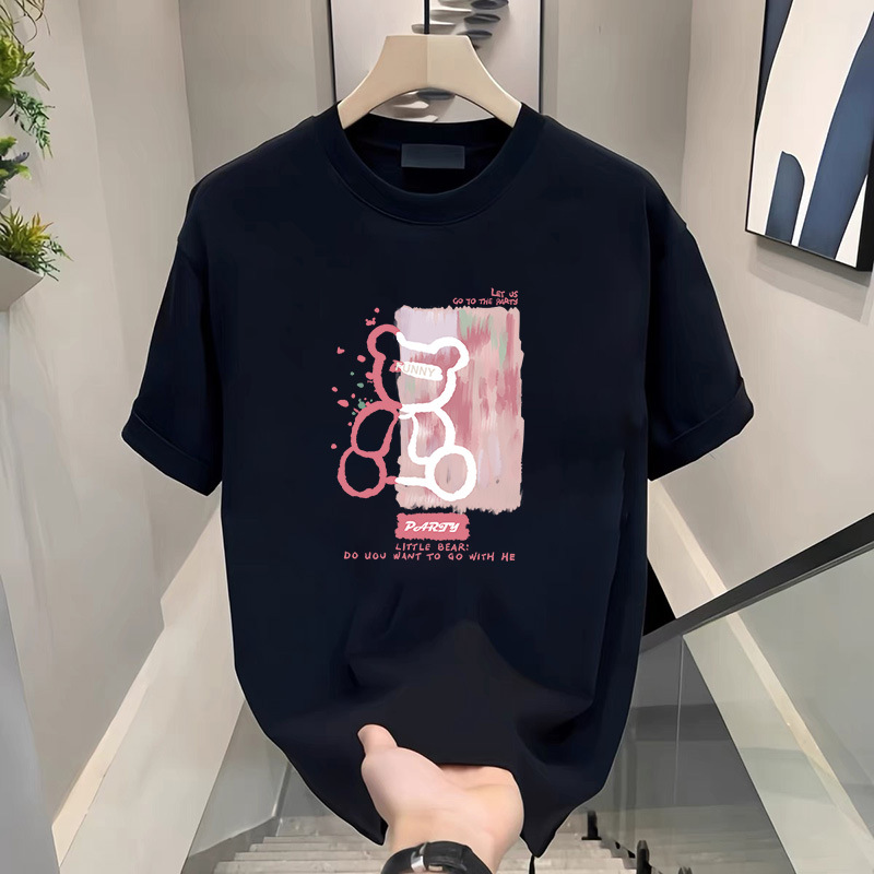 Algodón negro de mujer camiseta de mangas cortas de verano 2025 estudiantes de hombro camiseta de mujer camiseta de base un cabello