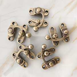 锌合金压铸牛角锁实心牛角锁复古箱锁快开牛角锁大号弯钩锁