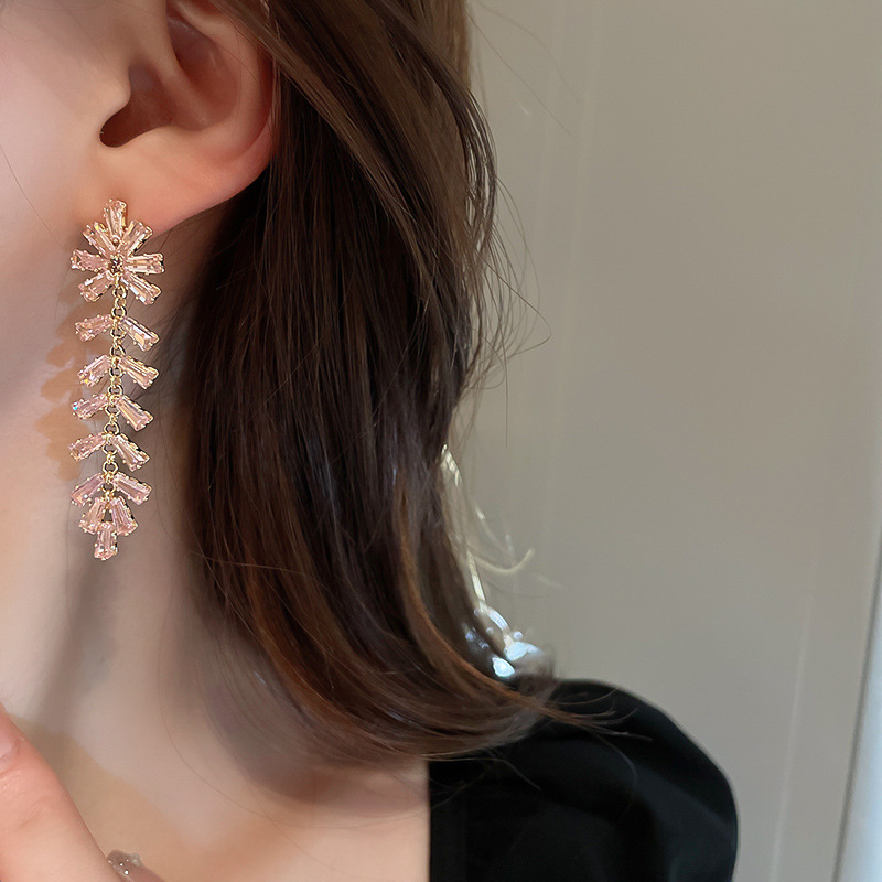 Fashion Heart Shape Butterfly Bow Knot Copper Inlaid Zircon Drop Earrings 1 Pair