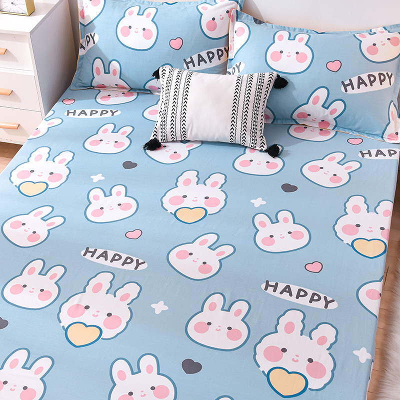 Sábana de algodón grueso de dibujos animados pieza individual 100 algodón dormitorio de estudiantes cama individual de verano pieza de tres piezas doble 1.5