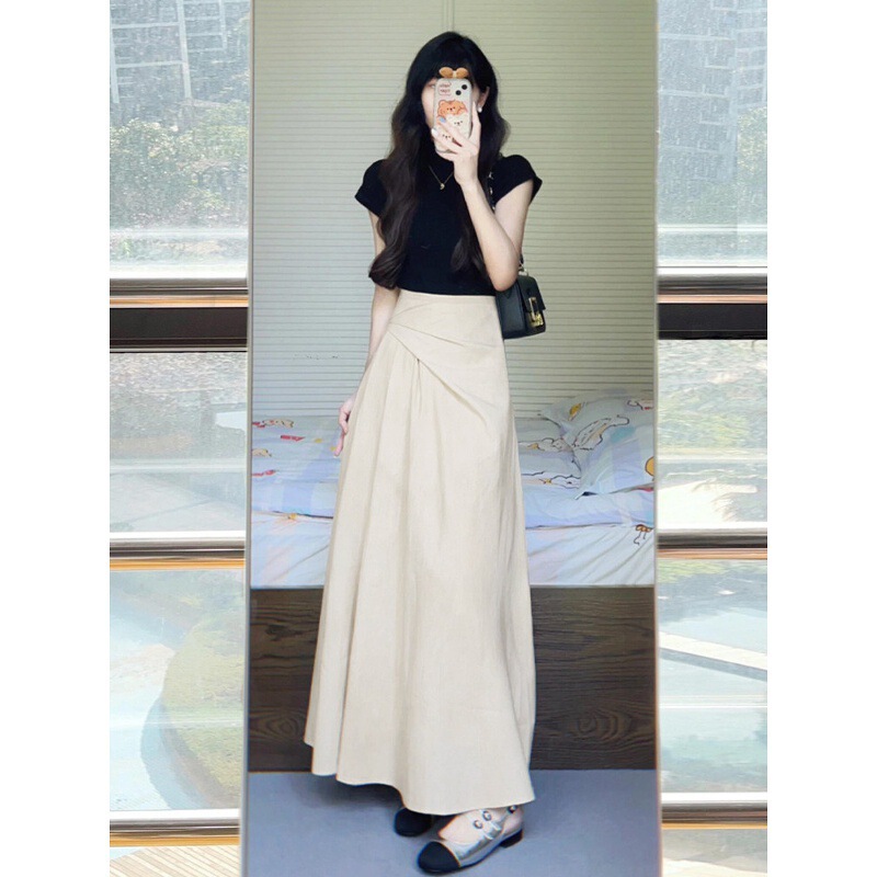 Pear-Shaped Body Irregular Skirt for Women, New Spring Style for Plus-Size Girls, High-Waisted, Slimming, Mid-Length A-Line Skirt