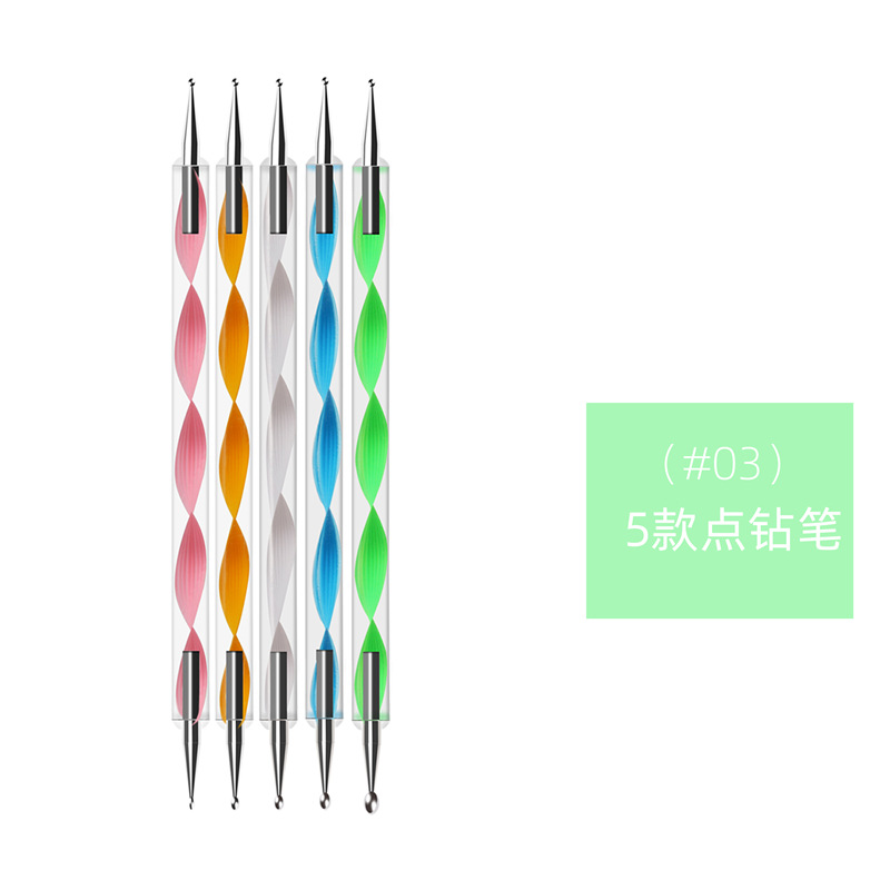 Amazon Venta caliente 15 uñas arte pluma 5 pivote punto taladro pluma resina paleta AB diamante joyería uñas herramientas traje