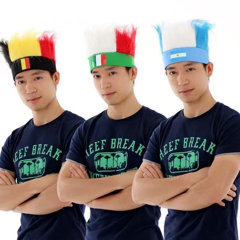 2026 United States, Canada, and Mexico World Cup Football Cross-Border Party Cheering Props Colorful Headbands Wigs Crazy Fan Wigs
