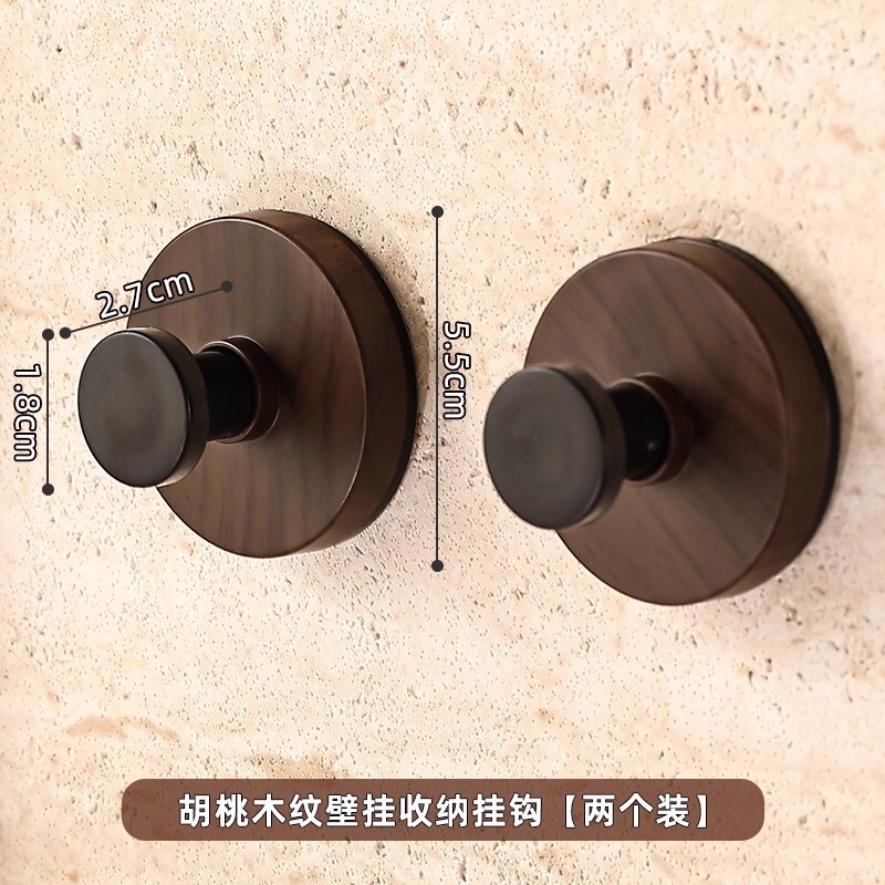 胡桃木吸盘门后挂钩免打孔强力承重真空入户门钥匙浴室毛巾挂钩|undefined