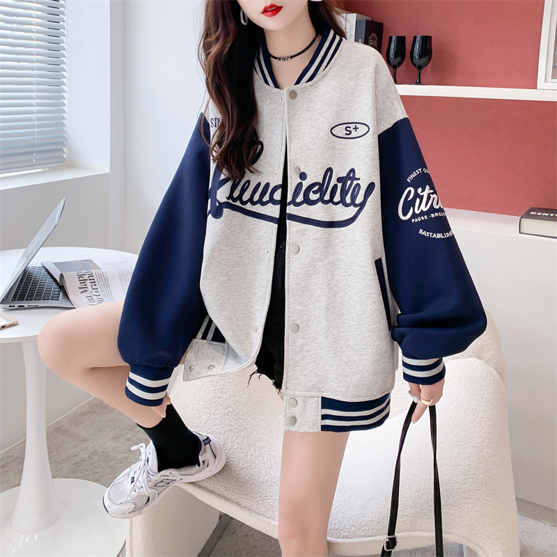 Giacca da baseball donna stile coreano primavera autunno contrasto_voghion.com