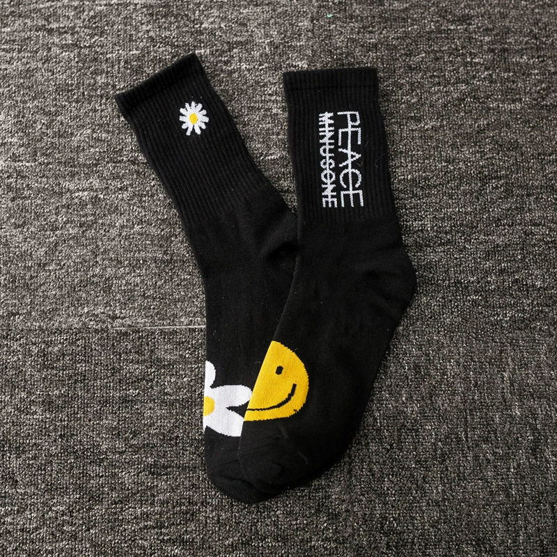 sockwell compression socks Women's socks Korea funny socks long socks black cool socks Harajuku hip-hop cotton skateboard socks women new trend Daisy socks fluffy socks