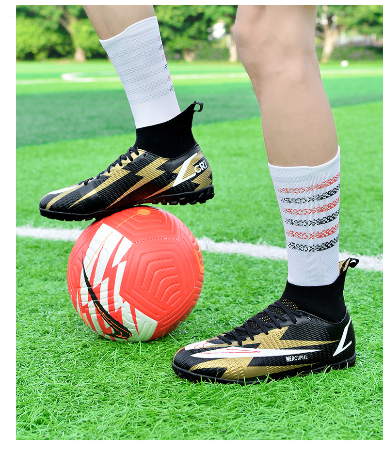 High-Top-Fußballschuhe, fliegende gewebte Socken, Überschuhe, Jungen Mädchen, gebrochener TF-Kunstrasen, AG-Nägel, Wettkampf und_voghion.com