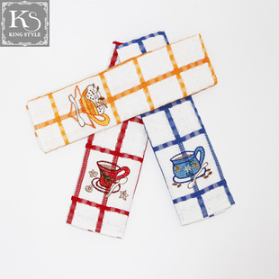 Cross-border wholesale foreign trade for heavy weight thick absorbent creative embroidered cotton tea towel tea cloth cup towel