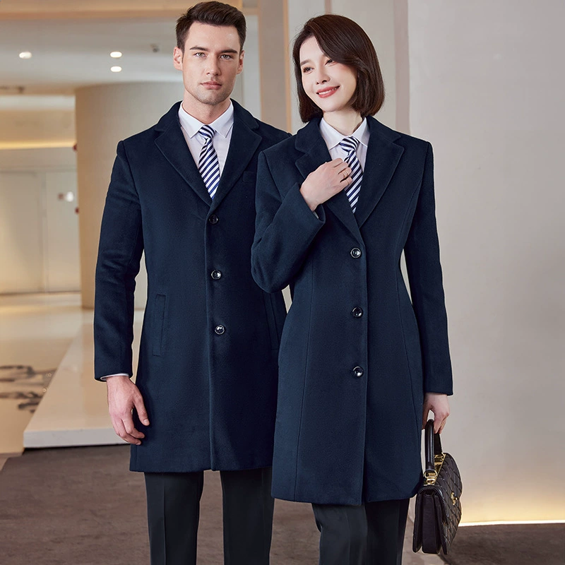 Шерстяное пальто средней длины Осень и зима Одинаковые утолщенные стеганые инструменты Ювелирный магазин Рабочая одежда для мужчин и женщин