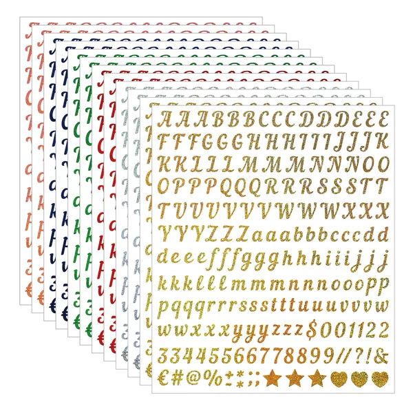 0.5inch Alphanumeric Stickers Gold Sand Silver Sand Glitter Spice Jar Festival Balloon Guka Decorative Letter Stickers