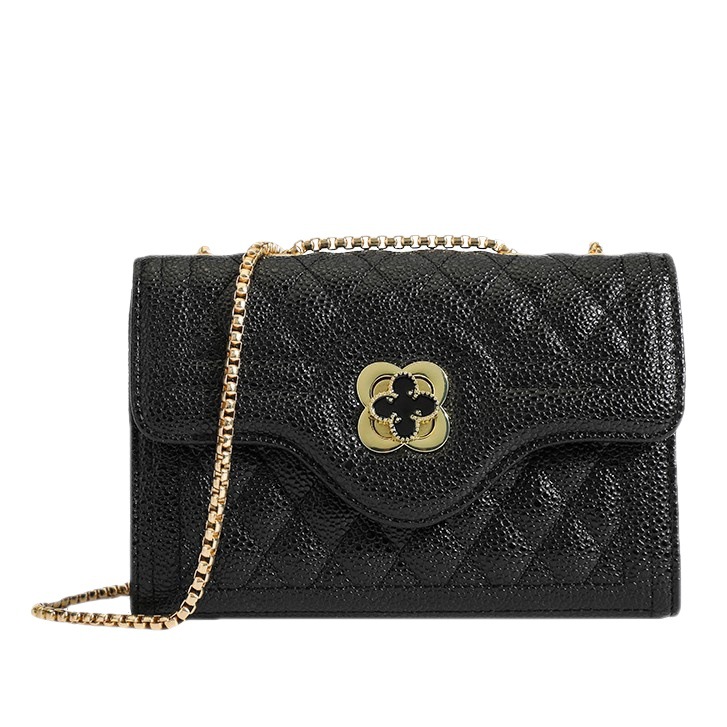Borsa in caviale con diamanti a quadrifoglio per donna Borsa a tracolla singola con tracolla a spalla singola con temperamento di nuova moda estiva 2024_voghion.com