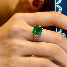 珠宝绿祖母戒指女开口可调节气质百搭低调奢华饰品不掉色手饰直播