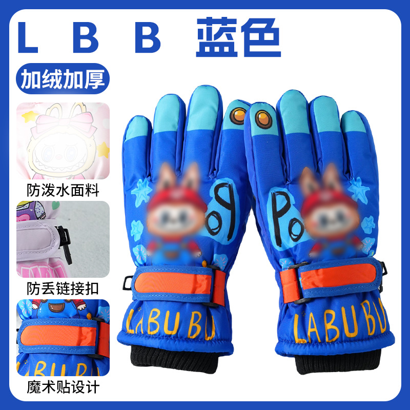 国境を越えた子供用手袋、スキー、サイクリング、冬用、男女学生向け、漫画風、かわいい、厚手、裏起毛、秋冬用、保温、卸売