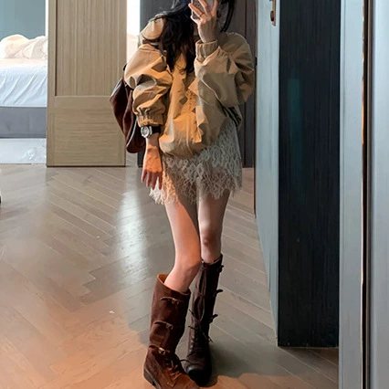 2025 осень тонкая тонкая стройная, дикая длинная рубашка с короткими рукавами