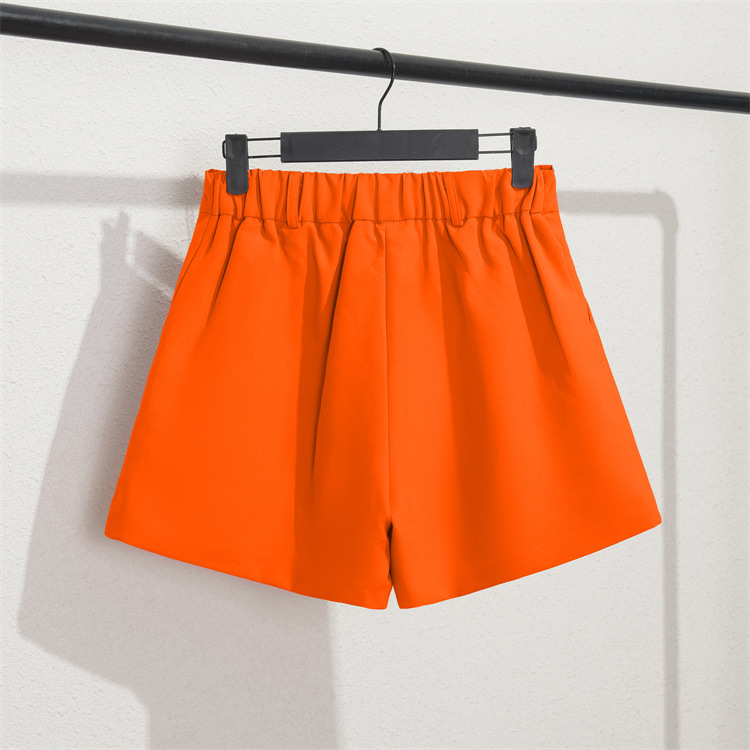 Damen Casual High Waist Loose Fit Graue Shorts Sommer Gerades Bein Bermudashorts mit Knöpfen_voghion.com