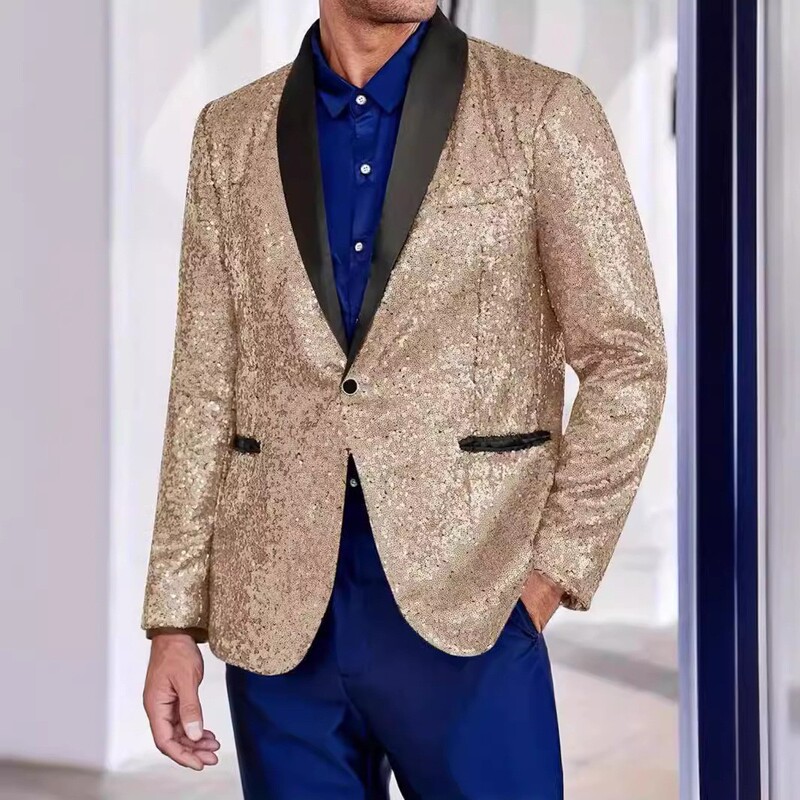 2024 autumn and winter new shiny special effects coat Amazon purchasing special men's beaded suit coat men