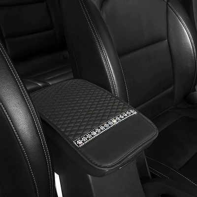 Rhinestone-studded leather anti-slip car armrest box pad protective cover, universal for all seasons, cross-border bestseller, central armrest pad