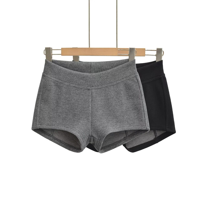 American-Style Spicy Girl Low-Waist Slim-Fit Casual Hip-Hugging Shorts for Women, Summer Solid Color, Leg-Lengthening, Slimming, Base Shorts