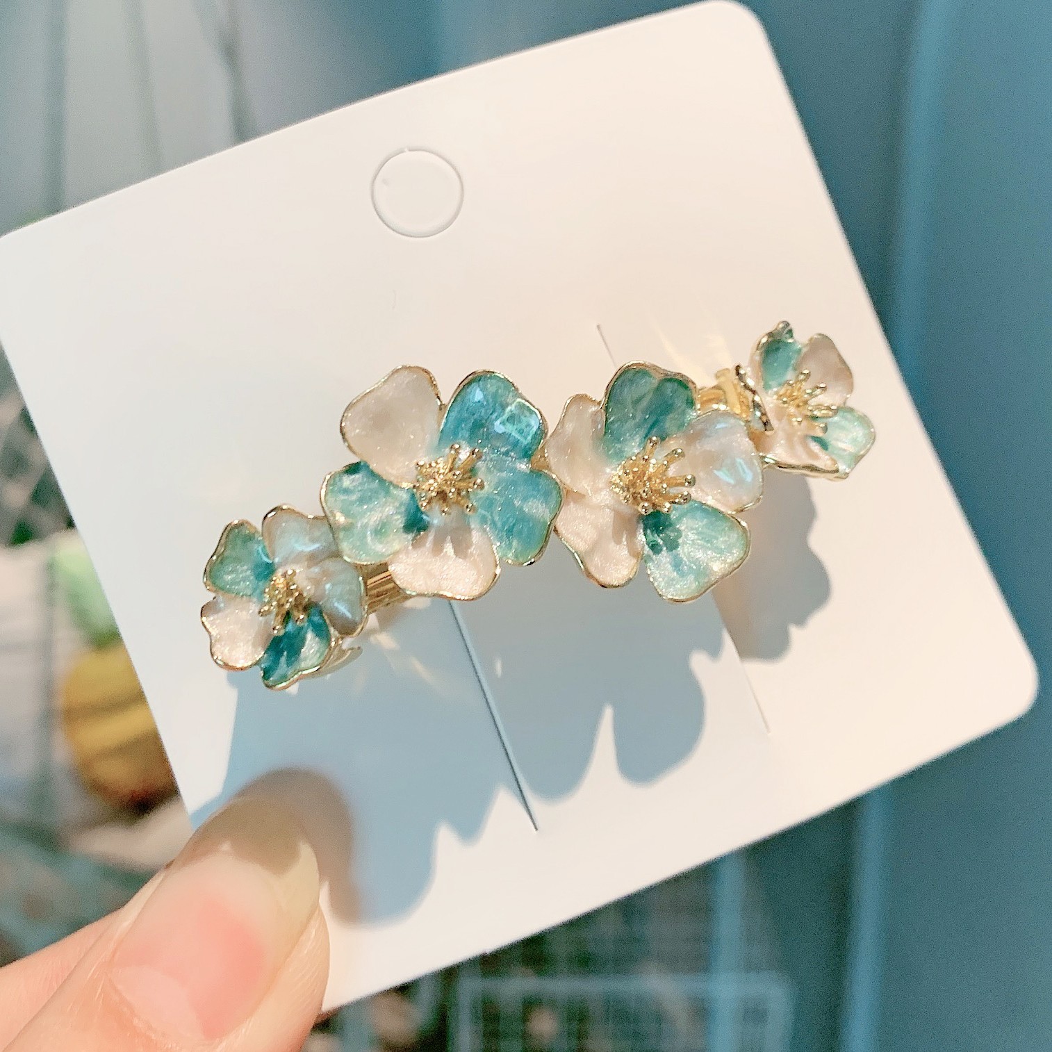Aceite que gotea flor clip de primavera tocado Cabeza trasera femenina clip superior transfronterizo de alta gama temperamento francés Luz de lujo diseño horquilla