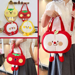 趣味红苹果手提斜挎包女孩可爱新款单肩包大容量卡通帆布包包