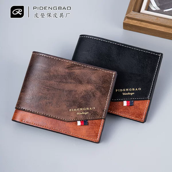 Cross-Border New Men's Wallet Thin Style 80% off Retro Fashion Wallet Pu Leather Money Clip Dollar Bill Holder Wholesale Wallet