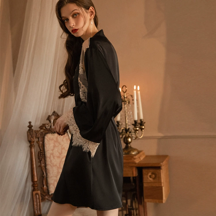 Silky quality lace bathrobe, silk pijama for bride