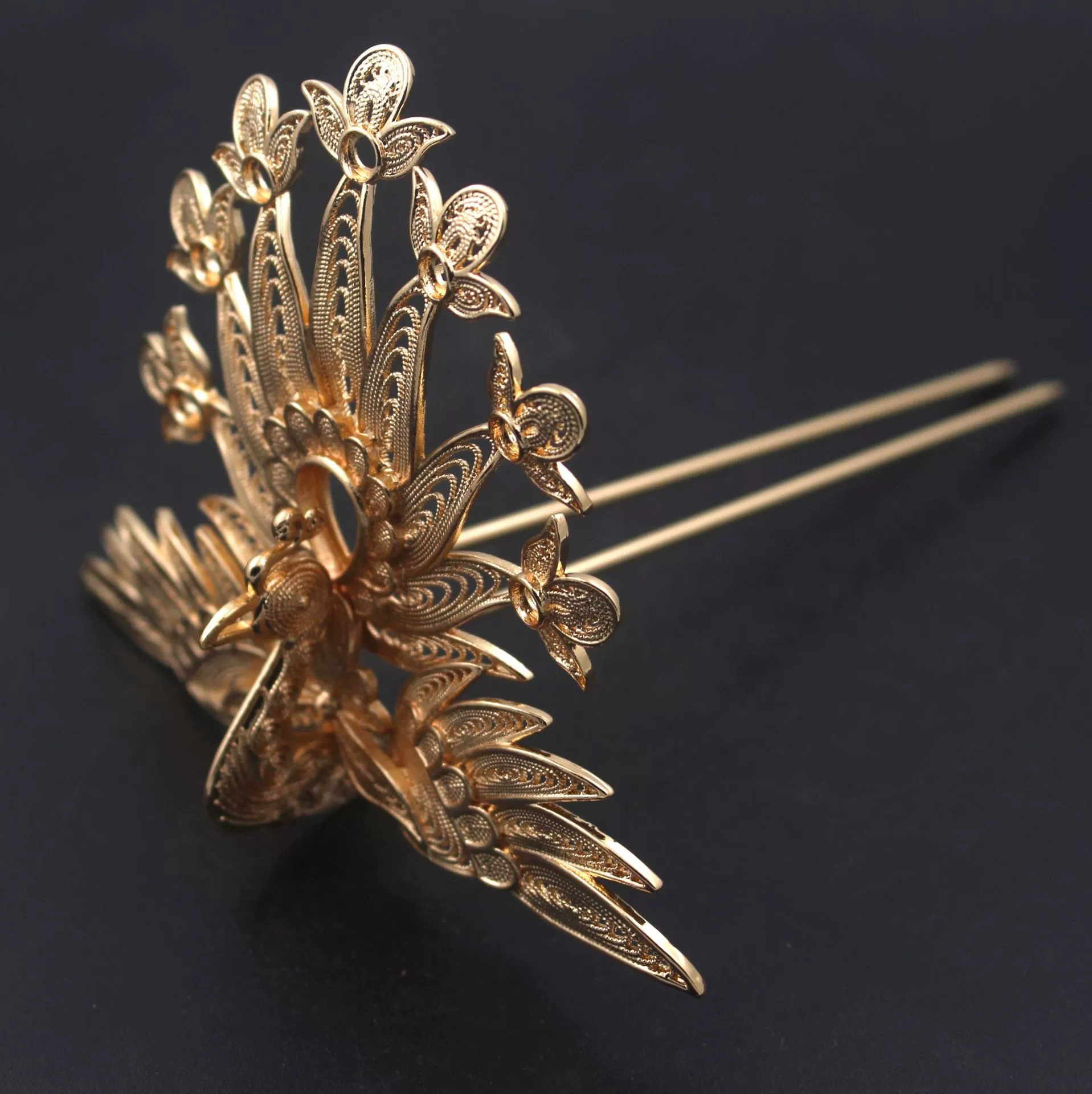 Phoenix with tassels, copper Hanfu, Chinese hairpin, hair accessory
