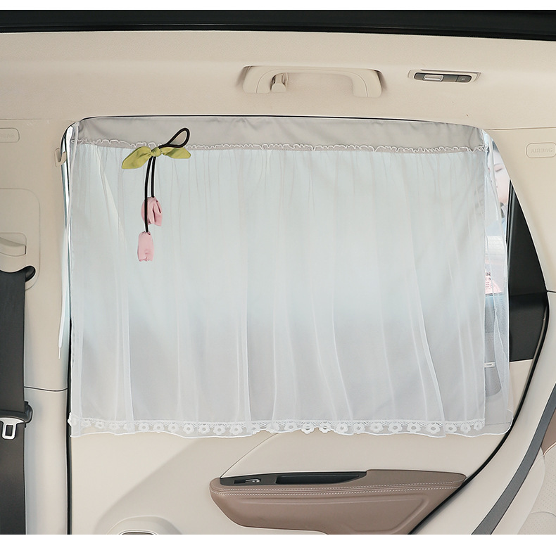 Car Sunshade Curtain with Suction Cup, Retractable Car Window Curtain, Double-Layer Mesh, Children's Sun Protection, Light-Blocking, Privacy Curtain
