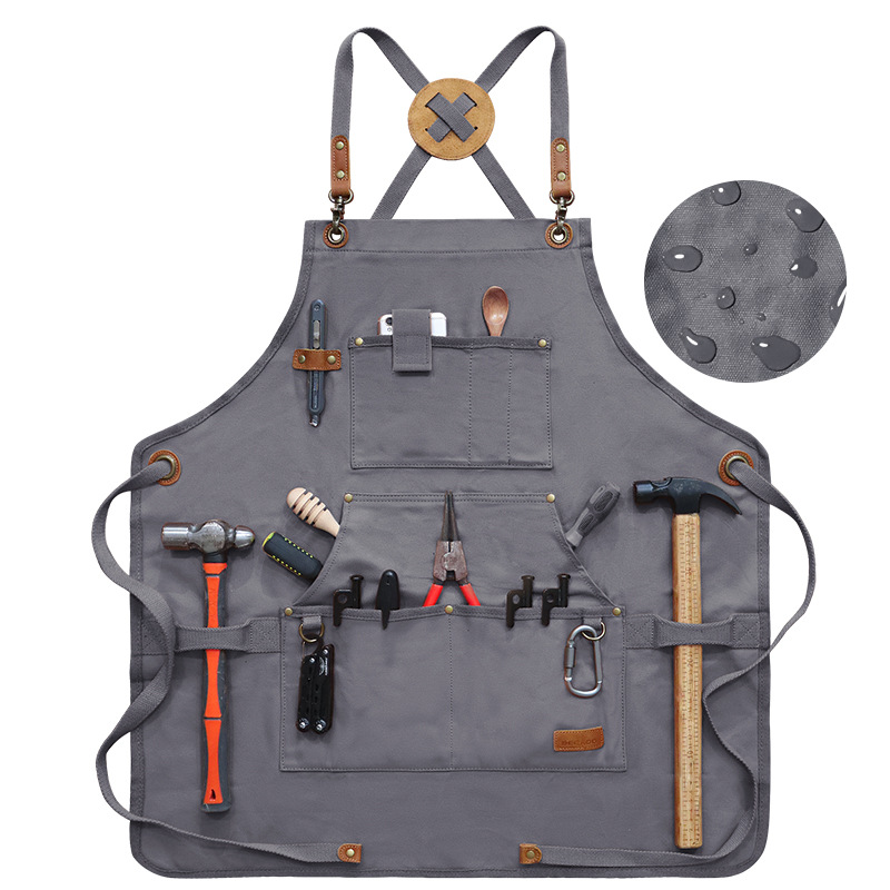 Amazon transfronterizo delantal de lona de pegamento logo personalizado de bolsillo al aire libre delantal de trabajo de carpintería fábrica al por mayor