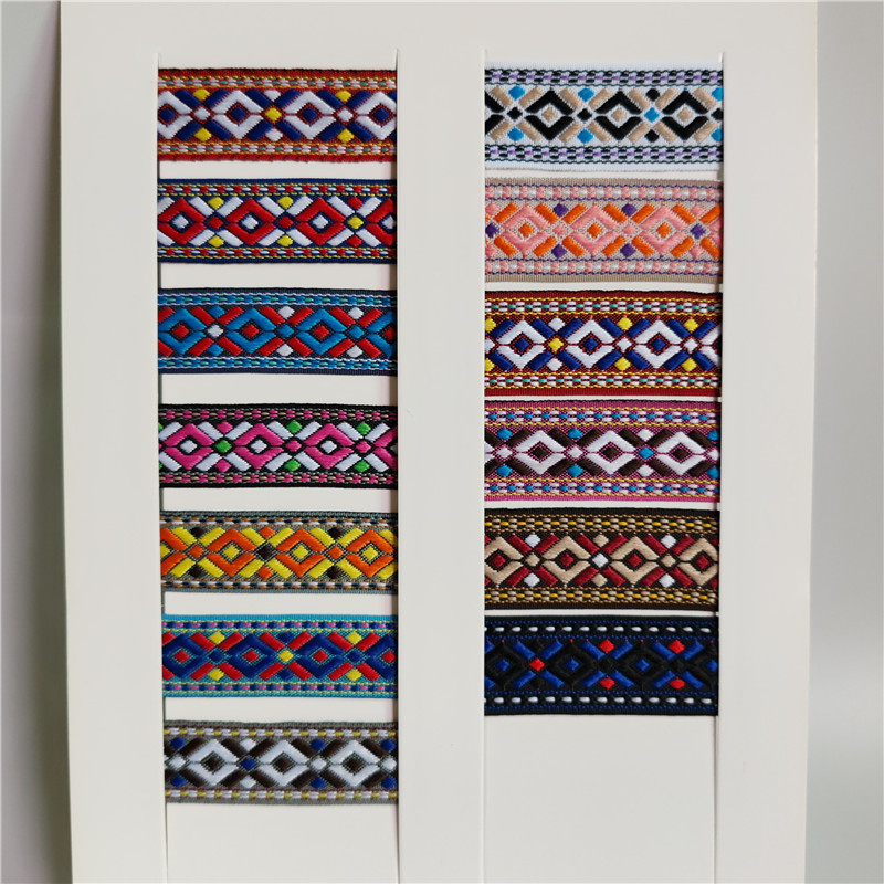 新款2.5CM菱形织带方形跳线民族风装饰织带3CM国风汉服提花织带