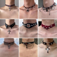 クロスボーダー重工パンク風リベット革ネックレス女性大衆誇張亜文化鎖鎖chokerアクセサリー潮