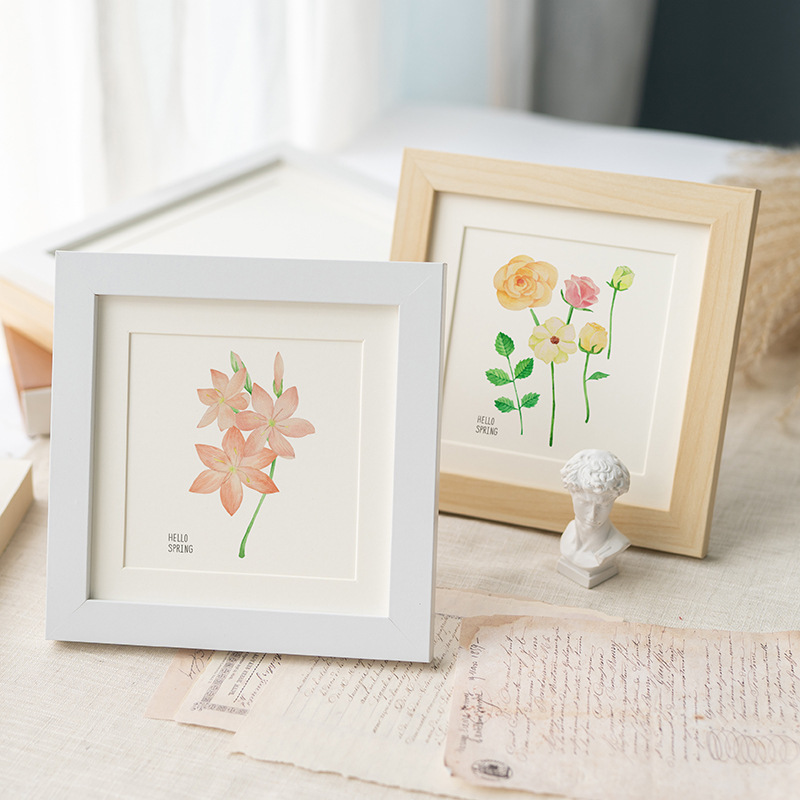 Oil painting stick picture frame 10*10cm hand painting works display special photo frame square Jiugongge mounted table