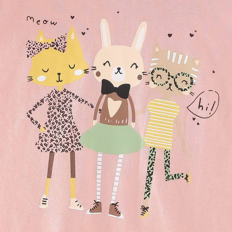 2025 nuevo producto camiseta para niñas algodón de manga corta estilo occidental dibujos animados casual top ropa para niños estilo europeo y americano top para niños