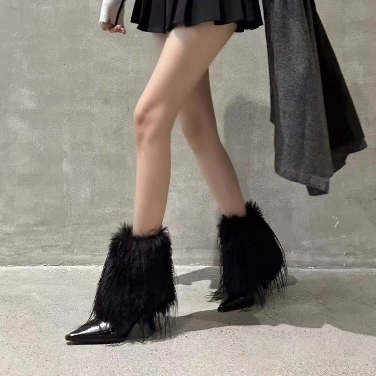 European and American Fur Fashion Boots Women's High-Heeled Short Boots Autumn and Winter New Internet Celebrity Sexy Fashionable Pointed Toe Slim Boots Batch European and American Fur Fashion Boots Women's High-Heeled Short Boots Autumn and Winter New Internet Celebrity Sexy Fashionable Pointed Toe Slim Boots Batch
