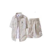 美式休闲时尚运动套装男夏季新款短袖短裤潮流两件套休闲潮流