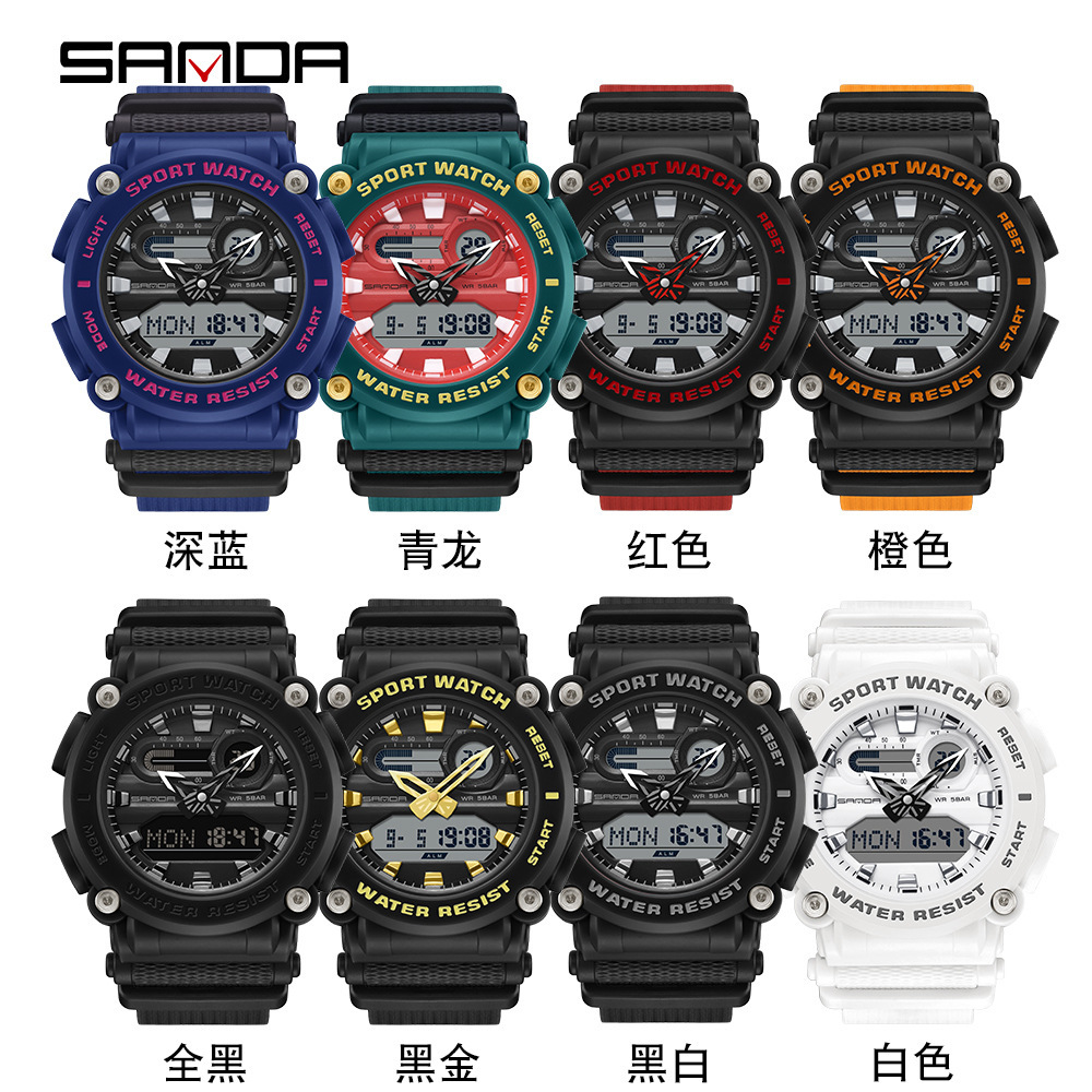 SANDA 3139 reloj electrónico multifuncional deportes al aire libre luminoso impermeable reloj de hombre simple reloj creativo