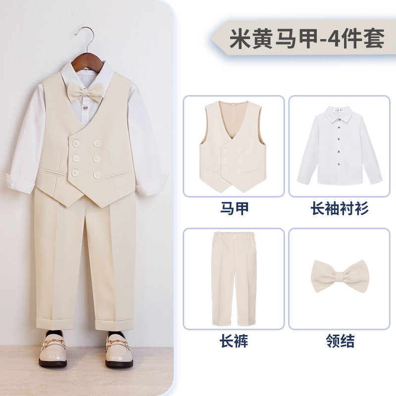 Vestido DE LOS NIÑOS guapo chico británico Caballero estilo traje de los niños pequeño traje de piano host traje de rendimiento