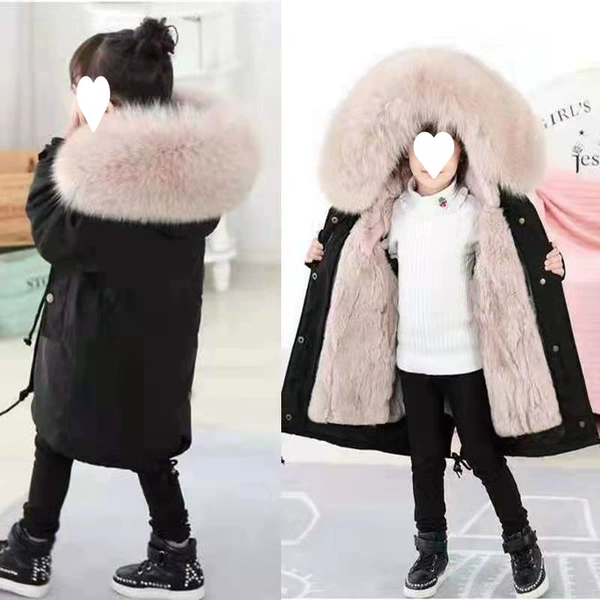 Black shell + apricot liner, plush sleeves