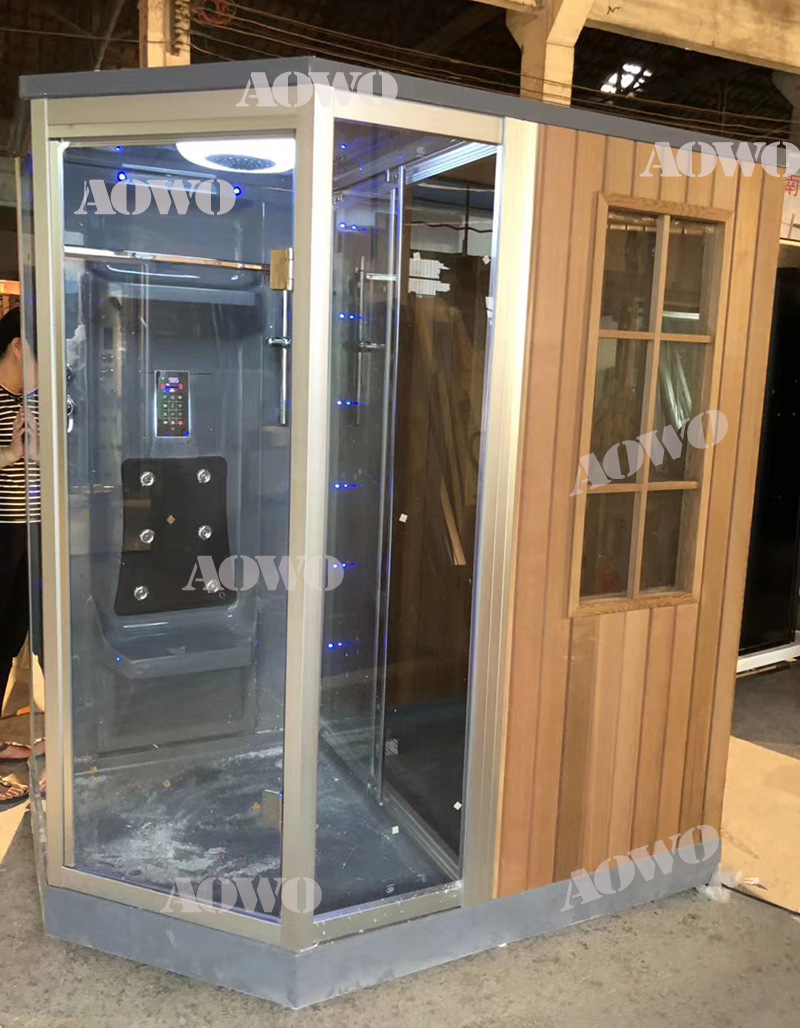 Diamante-tipo ducha de vapor seco y húmedo combinación de piedra de riego de calefacción sala de vapor seco sala de sauna de madera maciza