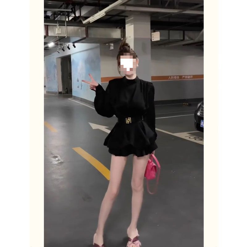 秋装搭配一整套高级减龄洋气时尚气质名媛御姐小香风黑色套装裙|undefined