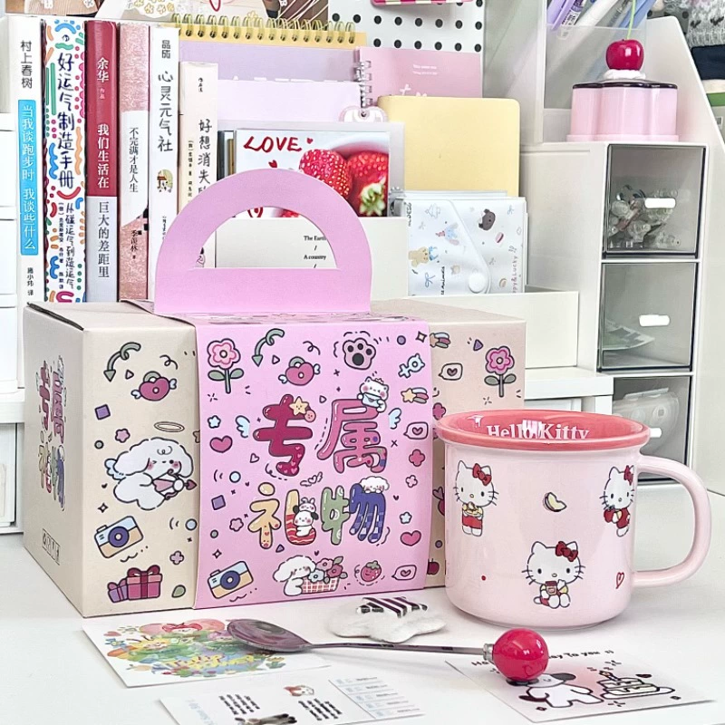 Керамическая кружка Sanrio для воды для девочек с привлекательным внешним видом и симпатичная детская кружка для дома, чашка для кофе и молока, подарок на день рождения