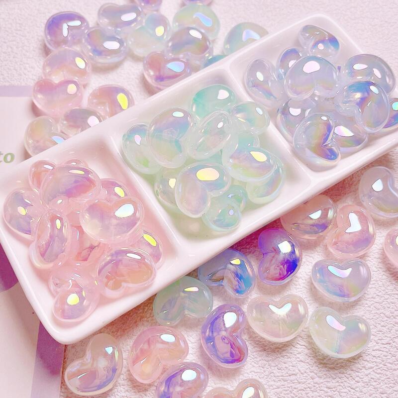 Acrylic jelly slightly fat heart straight hole beaded diy mobile phone chain keychain loose beads material jewelry accessories Acrylic jelly slightly fat heart straight hole beaded diy mobile phone chain keychain loose beads material jewelry accessories