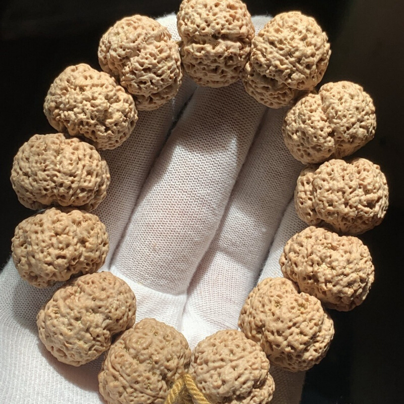 尼泊尔五瓣爆连肉龙纹大金刚菩提单圈手串毕业级黄皮男女佛珠手串