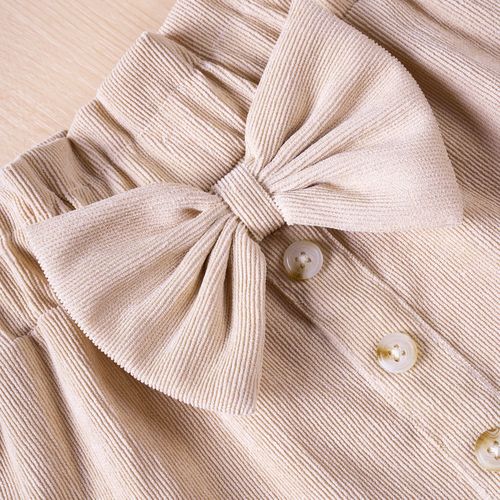 Best-selling Spring and Autumn Girls' Semi-body Skirt, Corduroy Solid Color Bow Button-down Stylish Baby Girls' Short Skirt