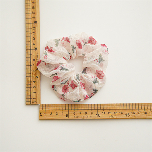 Japanese and Korean summer all-match ball head mesh plaid floral large intestine hair tie ins style female small fresh headband