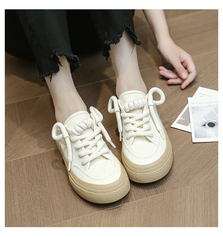 VASIBAEN Niche Design Half-support 2023 Poletje Novi platneni čevlji Lazy One pedal all-match superge trend_voghion.com