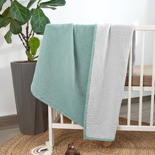 INS亚马逊爆款4层双色绉布婴儿盖毯包被纯棉柔软舒适宝宝盖被抱毯